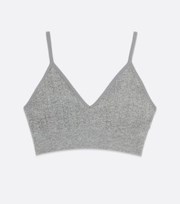 New Look Pale Grey Ribbed Seamless Bralette
